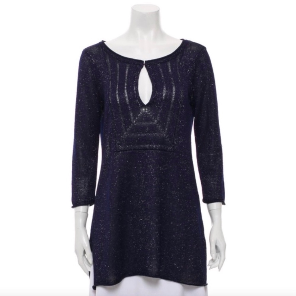 Calypso St Barth Navy Blue Metallic Knit Tunic